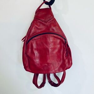 Red leather sling/backpack